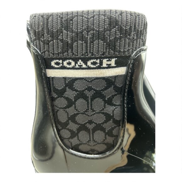 Coach Rivington Logo Chelsea Rain Boots - Black - Size 11 B (NEW IN BOX) - Picture 4 of 9